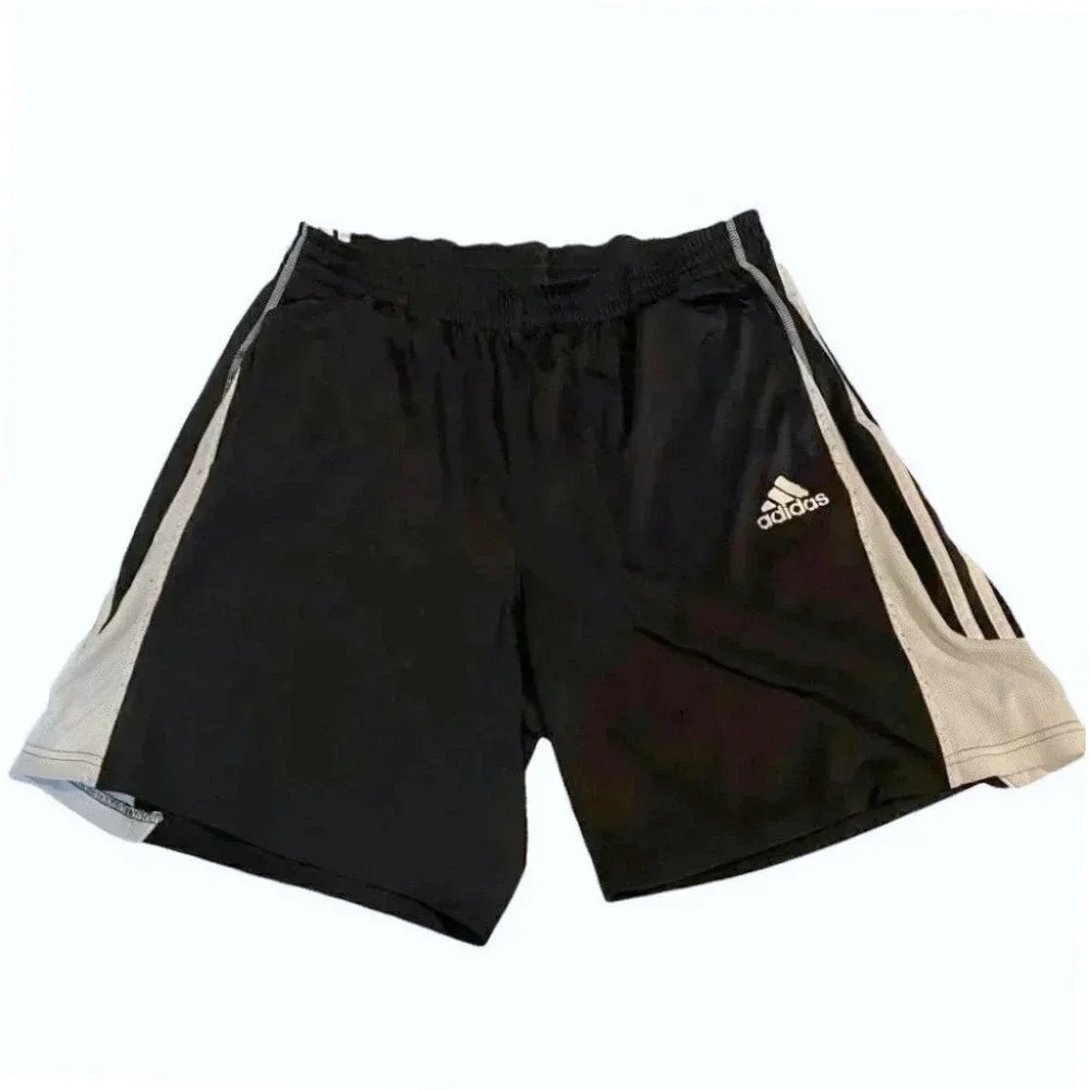 Adidas Athletic Shorts‎ Large Black White 3-Stripes Climalite Mesh Panels Men